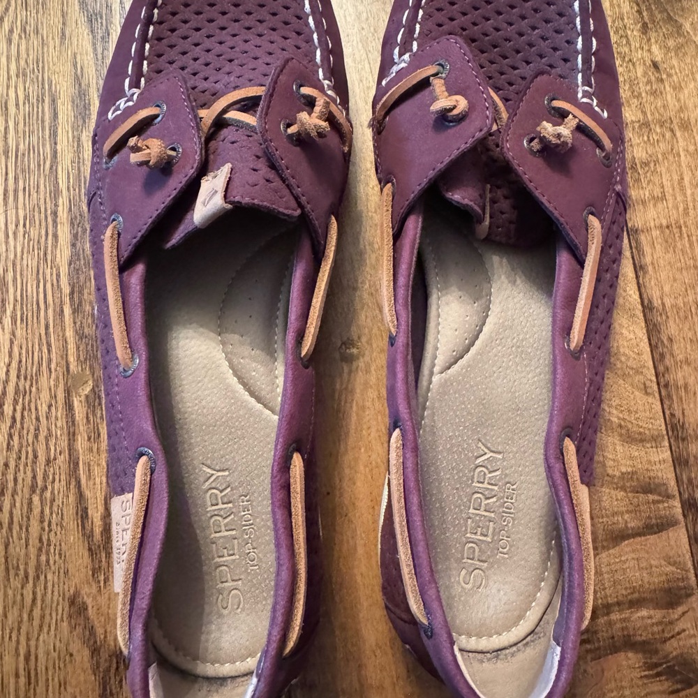 Sperry Purple Flats with Decorative Lace